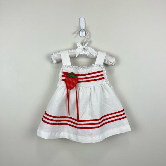 Vintage Other - Vintage Little Bitty White Strawberry Dress 2T USA